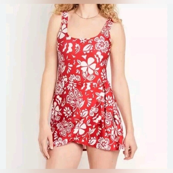 Old Navy One Piece Hawaii Hawaiian Print Swimsuit Summer Vacation Swim Dress S - Picture 1 of 6